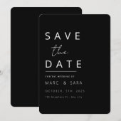 Date Éditable Black Save the Date, Moderne Minimal Blac (Devant / Derrière)