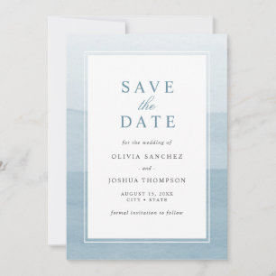 Date Élégant bleu poussiéreux aquarelle ombré Save The