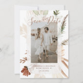 Date Élégant Bohème Floral Rustique Pampas Save The Dat (Devant)