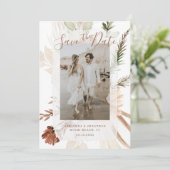 Date Élégant Bohème Floral Rustique Pampas Save The Dat (Debout devant)