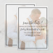 Date Elegant Faux Vellum Overlay Photo Wedding Save The (Devant / Derrière)