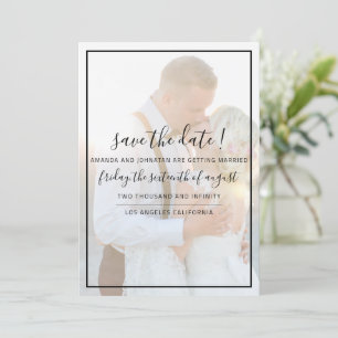 Date Elegant Faux Vellum Overlay Photo Wedding Save The