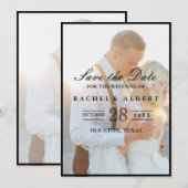 Date Elegant Faux Vellum Overlay Photo Wedding Save The (Devant / Derrière)