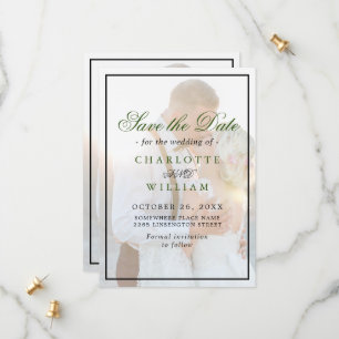 Date Elegant Faux Vellum Overlay Photo Wedding Save The