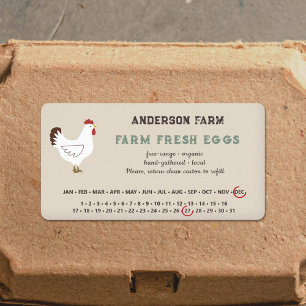 Date encerclée - Oeufs Carton Sticker avec poulet