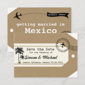 Date Étiquette de bagage thème voyage palmier Save the  (Devant / Derrière)