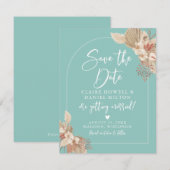 Date Faire part de Boho Pampas Grass Mint Sage Save The (Devant / Derrière)