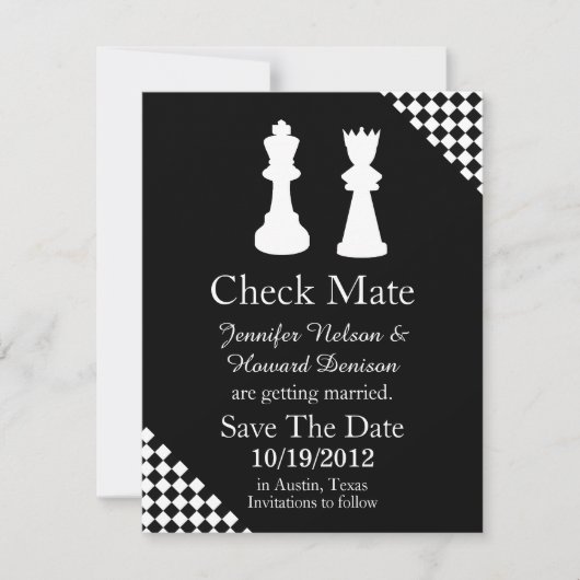 Date Faire part de mariage de pièces d'échecs Save The  (Devant)