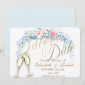 Date Fleurs aquarelles, verres à vin à points Save The  (Devant / Derrière)