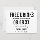 Date Funny Free Drinks Photo Horizontal Save the Dates (Devant)