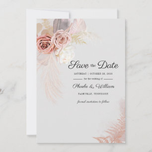 Date Herbe des Pampas Moderne Écriture Florale Save The