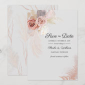 Date Herbe des Pampas Moderne Écriture Florale Save The (Devant / Derrière)