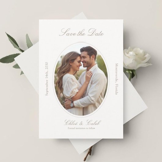 Date Ivory & Sand | Chic Script Wedding Save The