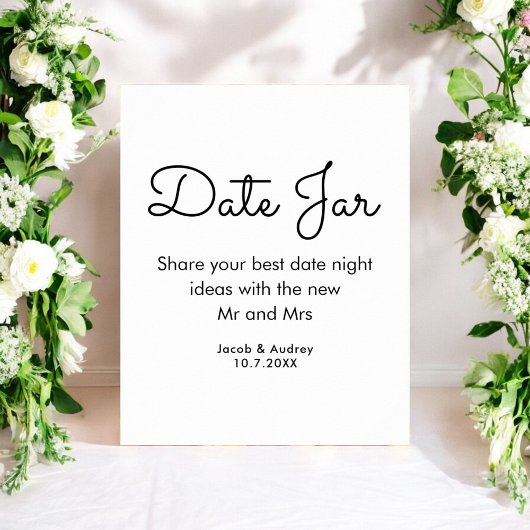 Date Jar Black White Wedding shower Poster