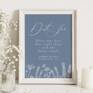 Date Jar Bruidsbloem Lichtblauw Bruiloftfeest Poster