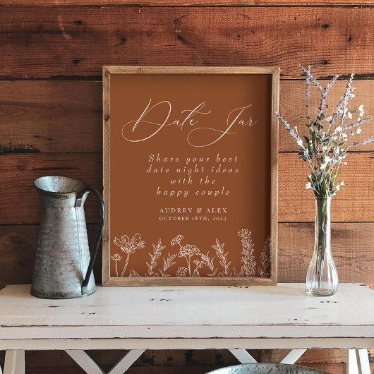 Date Jar Verbrande Sinaasappel Wilde Bloem Bruidsd Poster
