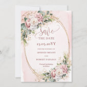 Date Jardin Bohème Fleurs Rose Poussiéreux Save The Dat (Devant)