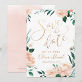 Date Jardin romantique floral calligraphie save the dat (Devant / Derrière)