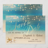 Date Mariage à la Plage Coquillages Lumières Save The (Devant / Derrière)
