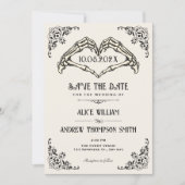 Date Mariage à l'arche gothique noir et blanc Save The (Devant)