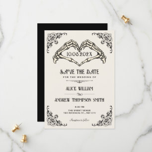 Date Mariage à l'arche gothique noir et blanc Save The