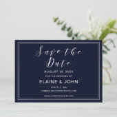 Date Mariage Argenté Classique Navy save the dates (Debout devant)