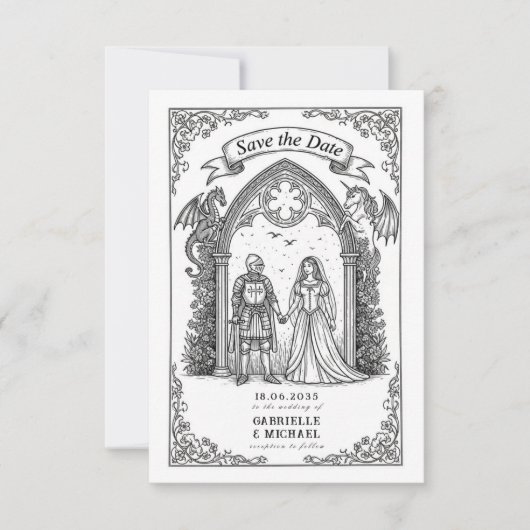 Date Mariage de Chevalier Gothique Médiéval Save The Da (Devant)