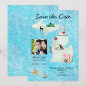 Date Michigan Map Save the Dater (Devant / Derrière)