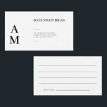 Date moderne Idées de nuit Cartes de mariage<br><div class="desc">Vos invités vont adorer ces cartes. Ils écriront leurs idées de date préférées, puis signeront. Vous apprécierez de regarder à travers ces cartes après votre mariage. Il fait partie de notre collection moderne de typographie audacieuse où vous trouverez des articles correspondants et coordonnés pour votre mariage. Vous avez besoin d'aide...</div>