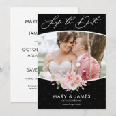 Date Moderne Photo à lettre manuscrite noire, Save The  (Devant / Derrière)