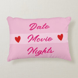 Date Movie Nights Typografie Girly Pink Accent Kussen