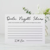Date Night Ideas Carte Fête des mariées Jeu (Debout devant)