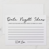 Date Night Ideas Carte Fête des mariées Jeu (Devant / Derrière)