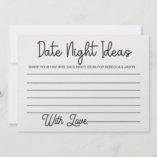 Date Night Ideas Carte Fête des mariées Jeu