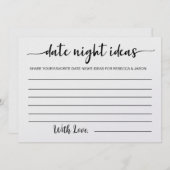 Date Night Ideas Carte Fête des mariées Jeu (Devant / Derrière)
