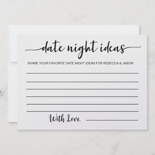 Date Night Ideas Carte Fête des mariées Jeu (Devant)