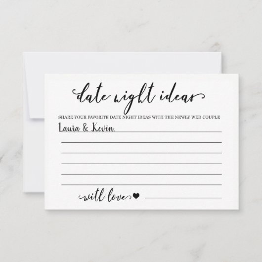  Date Night Ideas Carte Fête des mariées Jeu (Devant)