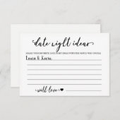  Date Night Ideas Carte Fête des mariées Jeu (Devant / Derrière)