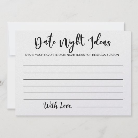 Date Night Ideas Carte Fête des mariées Jeu (Devant)