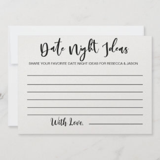 Date Night Ideas Carte Fête des mariées Jeu