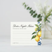 Date Night Ideas Lemon Positano Vrijgezellenfeest Informatiekaartje (Staand voorkant)