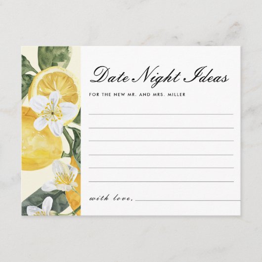 Date Night Ideas Main Squeeze Vrijgezellenfeest Informatiekaartje (Voorkant)