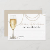 Date Night Ideas Parels Prosecco Vrijgezellenfeest Informatiekaartje (Voorkant / Achterkant)