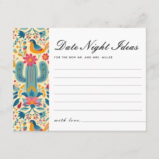 Date Night Ideeën Mexicaanse Fiesta Vrijgezellenfe Informatiekaartje (Voorkant)