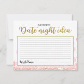 Date Night Ideeën | Roze en Gouden Glitter Bloemen Kaart (Voorkant)