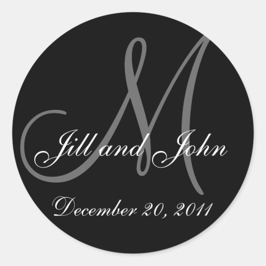 Date, Noms des mariées Sticker Mariage Monogramme (Devant)
