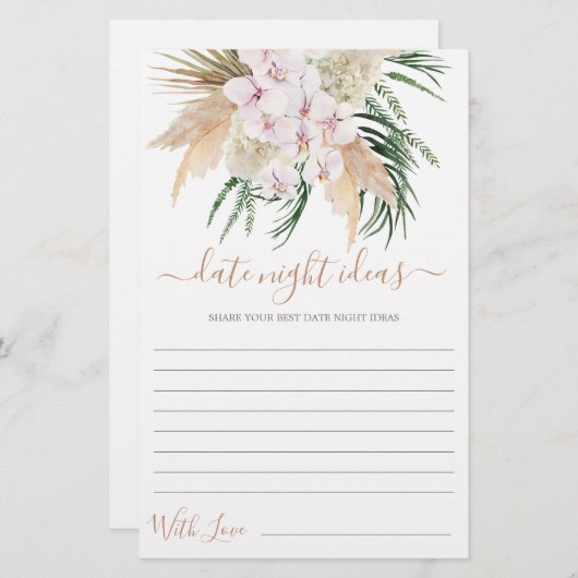 Date Nuit idées carte de douche nuptiale (Devant / Derrière)