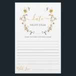 Date Nuit idées fleur sauvage carte de douche nupt<br><div class="desc">Fleur sauvage printemps fleuri date nuit idées nuptiale douche jeu carte</div>