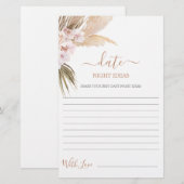 Date Nuit idées pampas herbe carte de douche nupti (Devant / Derrière)