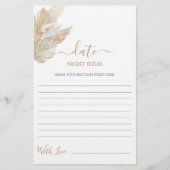 Date Nuit idées pampas herbe carte de douche nupti (Devant)